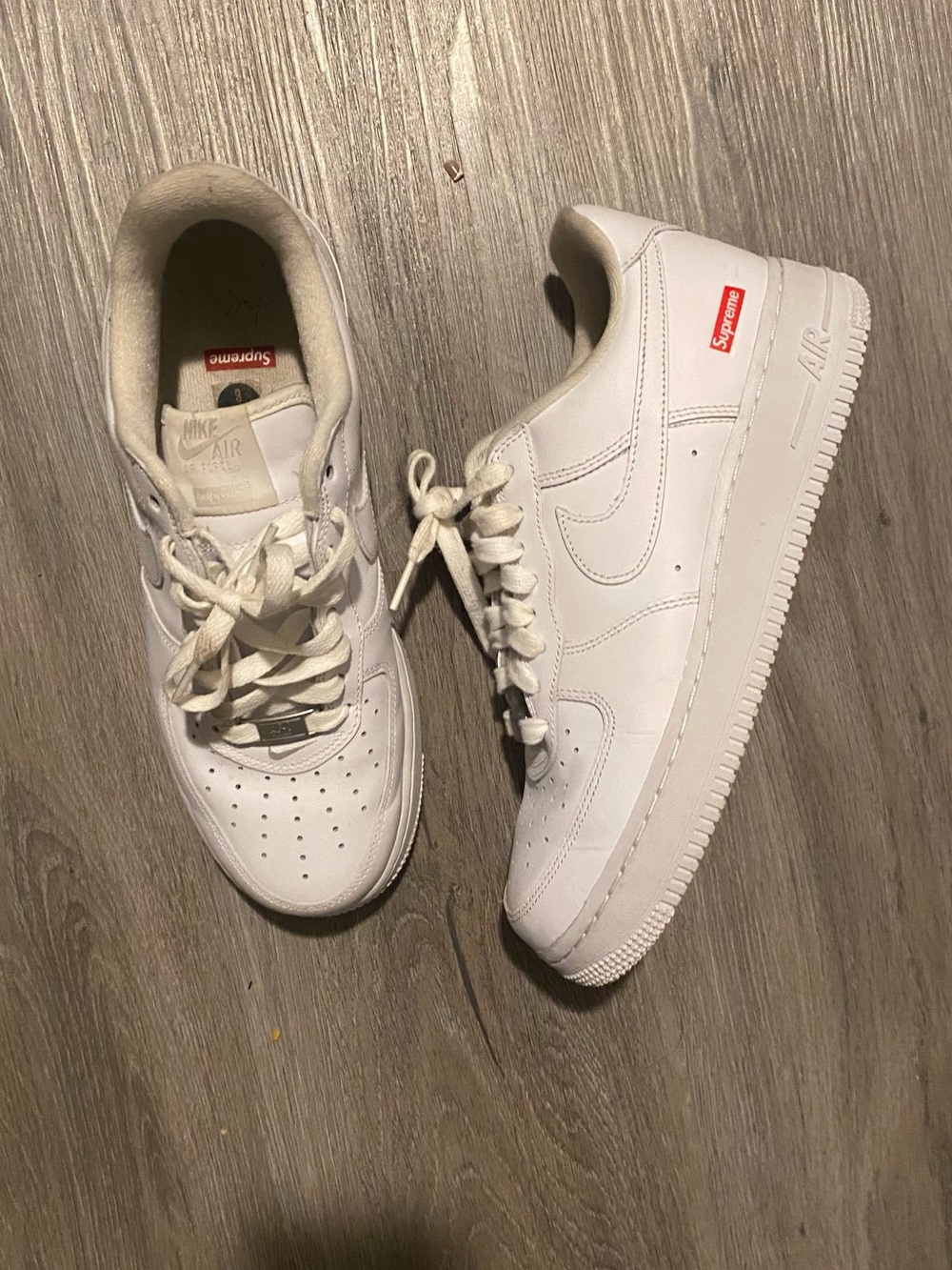 Nike White Low-Top Sneakers with Red Supreme Tab